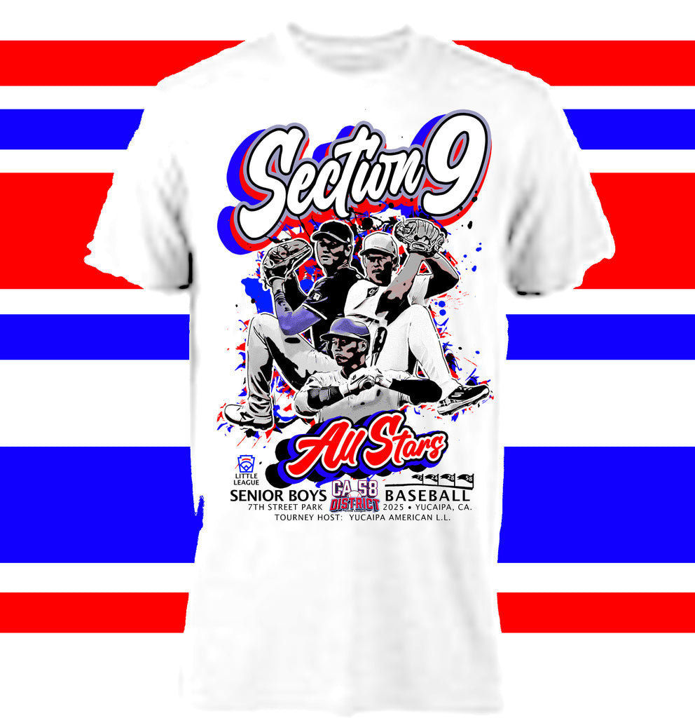 Section 9 Senior Boys Baseball All Star Tournament Shirt-White