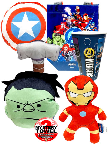 Avengers Squeeker Plush Dog Toys Set Essentials with Bonus DSE Mystery Towel
