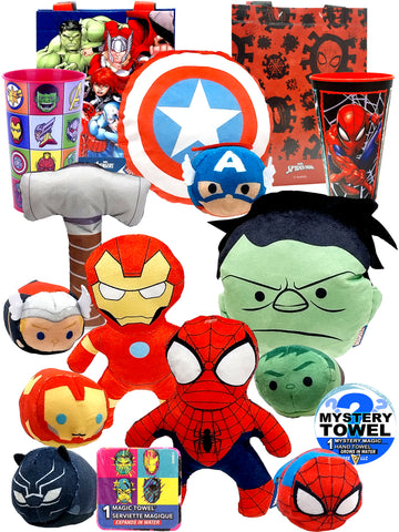 DSE Exclusive Marvel K9 Squeeker Plush Toys Deluxe Set with Bonus DSE Mystery Towel