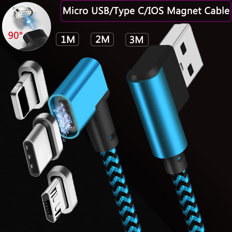 UGI USB 3in1 Magnetic Charging/Data Sync Cable 90 Degree for Micro/Type-C/Lightning 1M/3FT-2M/3FT-3M/10FT