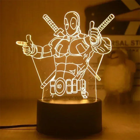 Marvel Avengers Dead Pool LED 3D Illusion Night Light, Decor Enhanced Light Art in Warm White