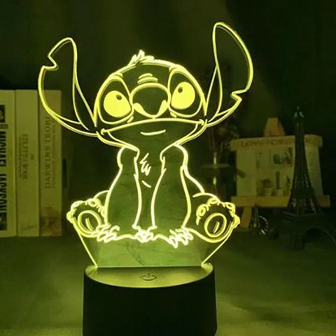 Disney Stitch LED 3D Illusion Night Light, Decor Enhanced Light Art in Warm White