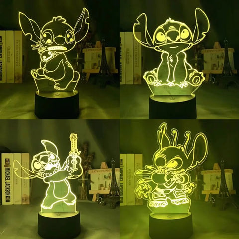 Disney Stitch LED 3D Illusion Night Light, Decor Enhanced Light Art in Warm White