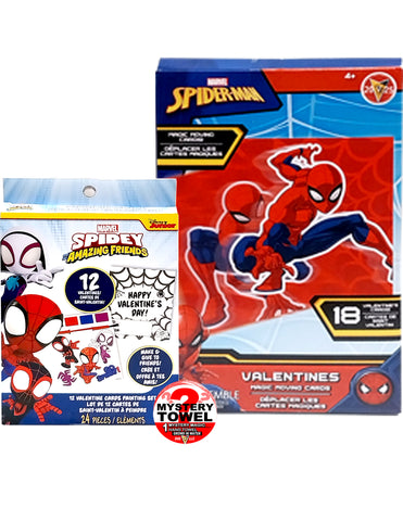 Spiderman and Spidey 3pc Valentines Activity Set Essentials with DSE Bonus Mystery Towel for Kids