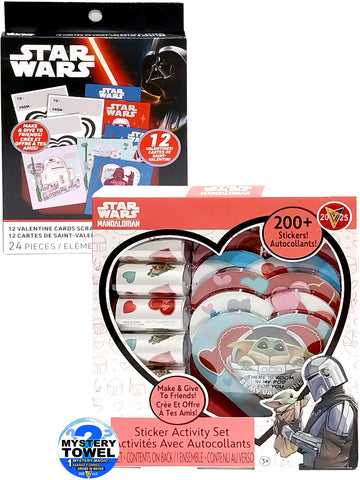 Star Wars 3pc Valentines Activity Set Essentials with DSE Bonus Mystery Towel for Kids