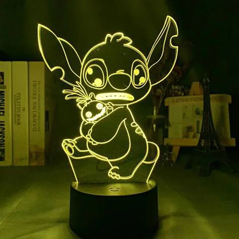 Disney Stitch LED 3D Illusion Night Light, Decor Enhanced Light Art in Warm White