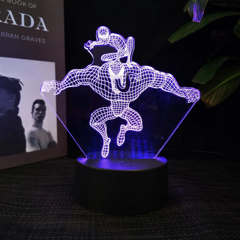 Spiderman, Iron Man, Captain America, Venom LED 3D Acrylic Night Light with 16 Colors and Remote Control