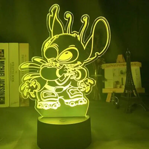 Disney Stitch LED 3D Illusion Night Light, Decor Enhanced Light Art in Warm White