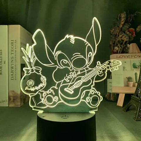 Disney Stitch LED 3D Illusion Night Light, Decor Enhanced Light Art in Warm White