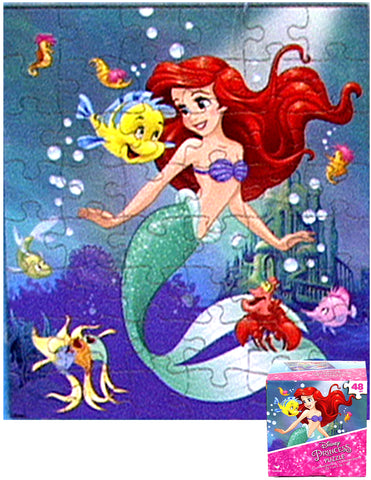 14pc Disney Princess Puzzle Pack 48 Deluxe with DSE Bonus Mystery Towel for Kids