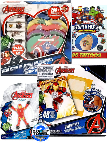 Avengers IronMan 5pc Valentines Activity Set Deluxe with DSE Bonus Mystery Towel for Kids