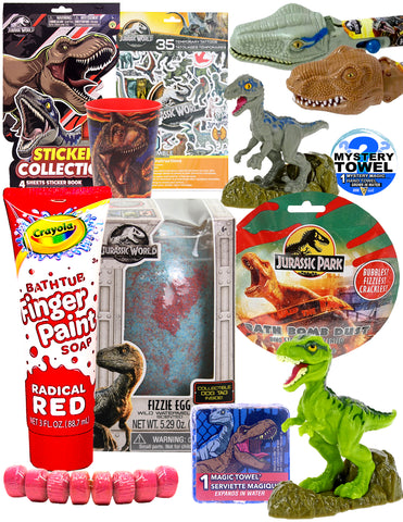 13pc Jurassic World Deluxe Bath Time Set with DSE Bonus Mystery Towel for Kids