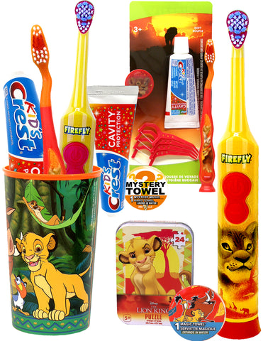 Lion King 7pc Oral Care Kit Essentials with DSE Bonus Mystery Towel for Kids
