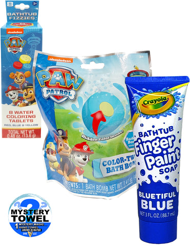 6pc Paw Patrol Chase Bath Time Set with DSE Bonus Mystery Towel for Kids