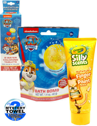 6pc Paw Patrol Rubble Bath Time Set with DSE Bonus Mystery Towel for Kids
