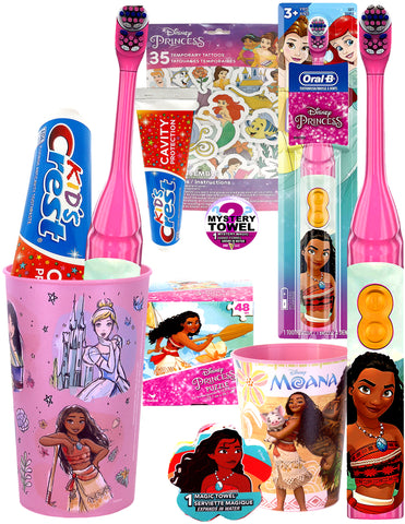 Princess Moana 8pc Oral Care Kit Essentials with DSE Bonus Mystery Towel for Kids