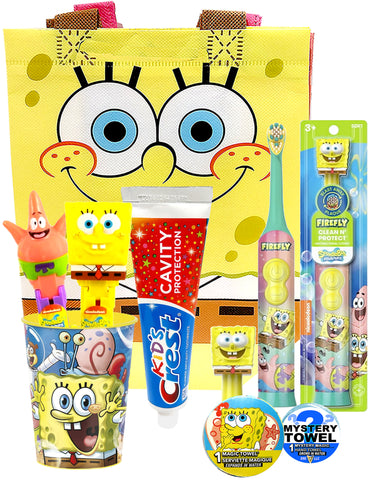 SpongeBob Deluxe 8pc Oral Care Kit with DSE Bonus Mystery Towel for Kids