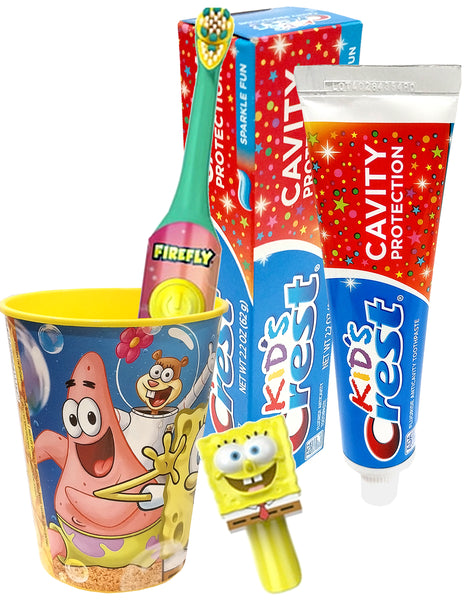 SpongeBob 6pc Oral Care Kit Essentials with DSE Bonus Mystery Towel fo