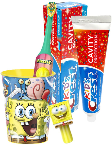 SpongeBob Deluxe 8pc Oral Care Kit with DSE Bonus Mystery Towel for Kids