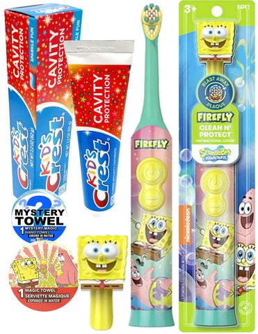 4pc SpongeBob Oral Care Kit Essentials with DSE Bonus Mystery Towel for Kids