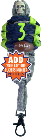 BNC's Mummys NFL Team Colors Player paracord Keychain PRO SERIES - Seattle Seahawks Colors