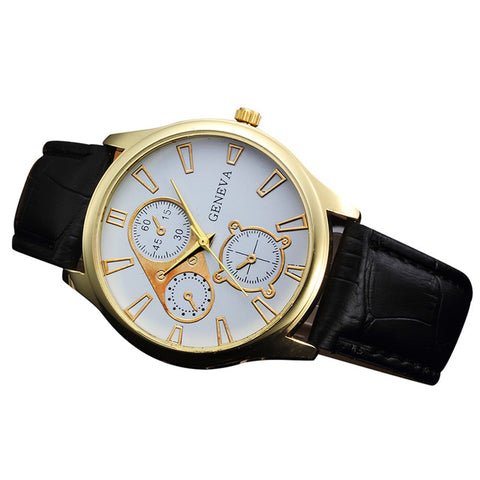 Men's Luxury Leather Band Retro Business Alloy Quartz Wrist Watch