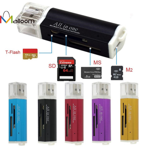 USB  2.0 Multi Memory Card Reader for Micro SD SDHC TF M2 MMC MS PRO DUO All in 1 For Windows-Mac