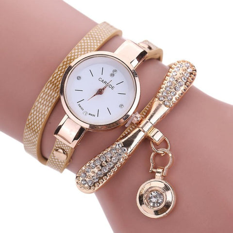 Women Watches Fashion Casual Bracelet Watch Women Relogio Leather Rhinestone Analog Quartz Watch Clock Female Montre Femme