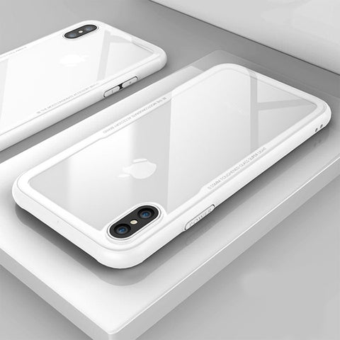 FLOVEME Tempered Glass Phone Case for iPhone X 10 , 0.55MM Protective Mobile Phone Cover Cases for iPhone 7 8 7 Plus Accessories