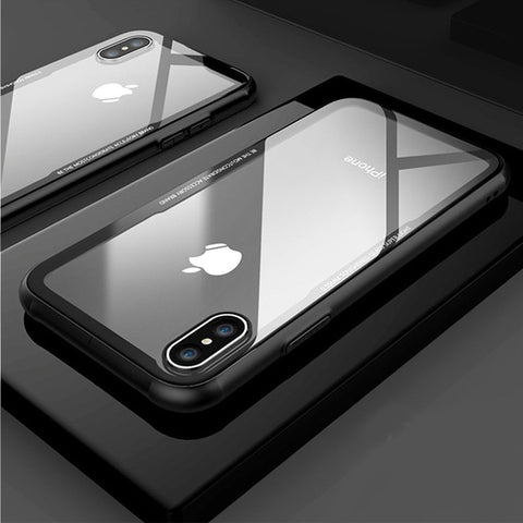FLOVEME Tempered Glass Phone Case for iPhone X 10 , 0.55MM Protective Mobile Phone Cover Cases for iPhone 7 8 7 Plus Accessories