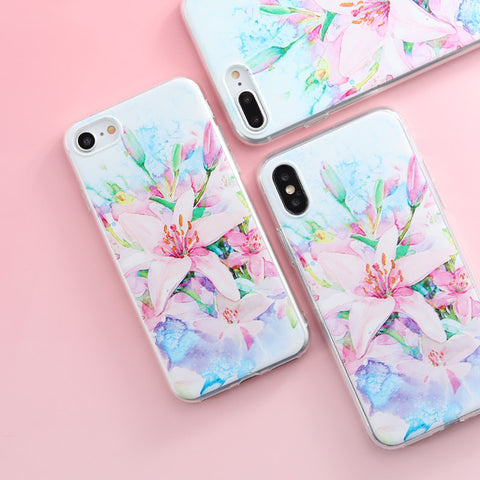 SoCouple Silicone Case for iphone 5s 5 SE 6 6s 6/7/8 plus X for iphone 7 case Flower Rose Fruit Plant Cactus pattern Phone Case