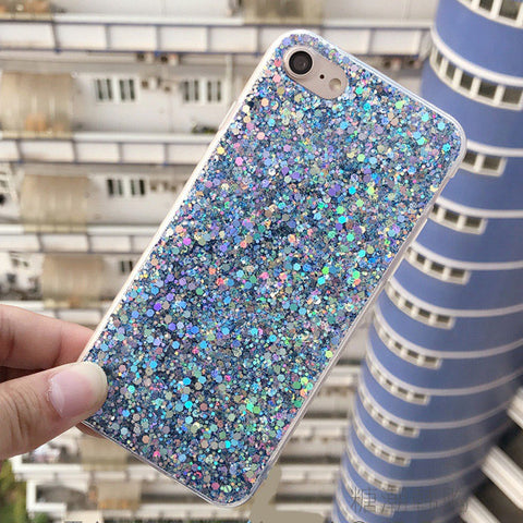 Fashion Bling Shining Powder Sequins Phone Case For iPhone 7 6S 8 Plus Soft Silicone Glitter Back Cover For iPhone X 6 S 5 5S SE