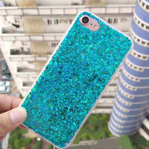Fashion Bling Shining Powder Sequins Phone Case For iPhone 7 6S 8 Plus Soft Silicone Glitter Back Cover For iPhone X 6 S 5 5S SE