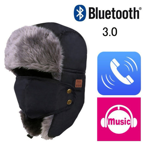 Beanie  Thicken Warm Faux Fur Skullies Knit Bluetooth 3.0 Headset Smart