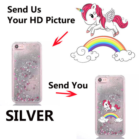 "Make It Mine" Custom Commission DIY Water Liquid Phone Case for iPhone X 5 5S SE 6 6S Plus/ 7 8 Plus Sparkle Glitter Stars Hard PC Cover