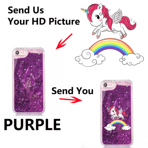 "Make It Mine" Custom Commission DIY Water Liquid Phone Case for iPhone X 5 5S SE 6 6S Plus/ 7 8 Plus Sparkle Glitter Stars Hard PC Cover
