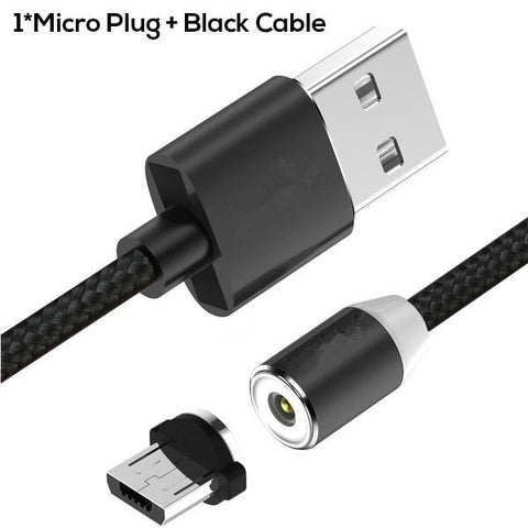 USB Magnetic Data Sync Fast Charging LED Smart Cable for Micro/Type C/Lightning in Black