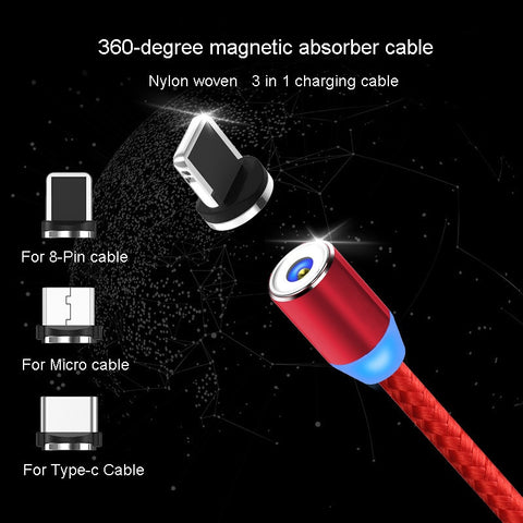 MOOJECAL USB Magnetic Charging Cable 1M/3FT-2M/6FT For Micro/Type C/Lightning in Black/Red/Silver