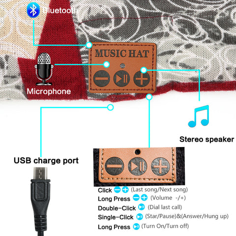 Bluetooth Beanie Music Headphone Microphone_USA