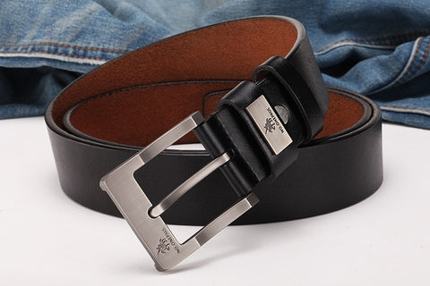 NO ONEPAUL Male Genuine Leather Belt Vintage Pin Buckle