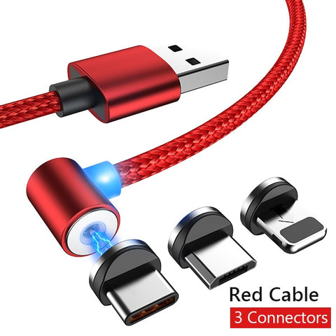 NOHON USB Magnetic L-shape Fast Charging Cable 3in1 for Micro/Type C/Lightning