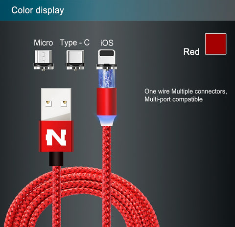 NOHON USB Fast Data/Charging Magnetic Cable 3 IN 1- Micro/Type C/Lightning