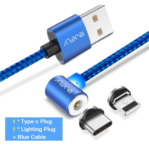 RAXFLY  USB L-TYPE Magnetic 2A Charging Cable For 2in1 Micro/Type C/Lightning 1M/3FT
