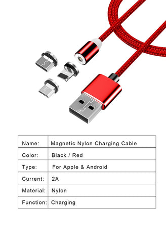 NOHON Universal Magnetic USB Charging Cables 3in1-Micro/Type C/Lightning