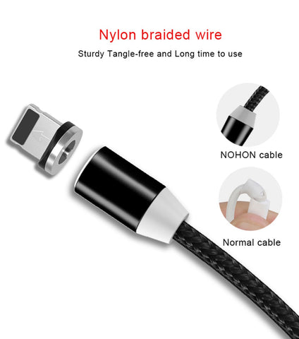 NOHON 3 in 1 Fast Magnet Charging Cable 1M/3FT-2M/6FT For-Lightning/Micro/Type C RED/BLACK/SILVER/BLUE