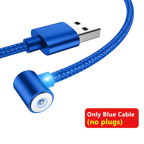 NOHON USB L-Shape LED Magnet Fast Charging Cable  2in1/3in1 For Micro/TypeC/Lightning 1m/3ft-2m/6ft