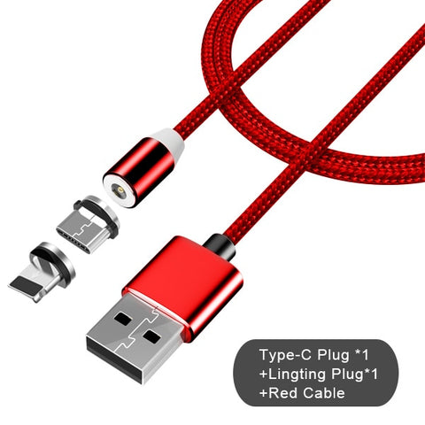 NOHON  USB 2 in 1 Magnetic Fast Charging Cables For--Lightning/Type-C/Micro RED or BLACK