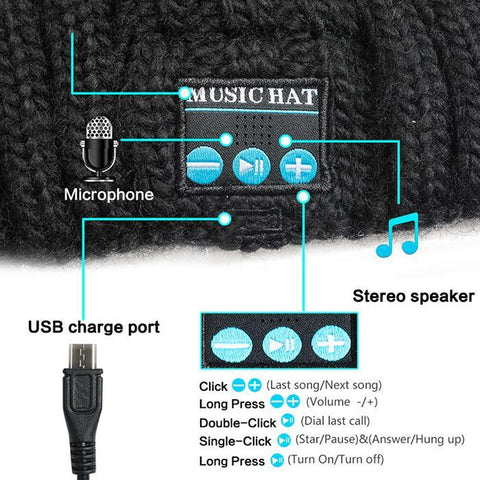 Knitted Beanies Bluetooth with Stereo Music Headphone  HandsFree Speaker